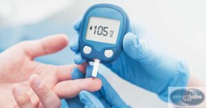 A diabetes glucometer reading/check.