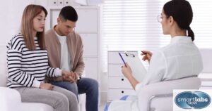 A doctor explaining STD test results to a couple