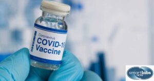 A Covid-19 vaccine vial.