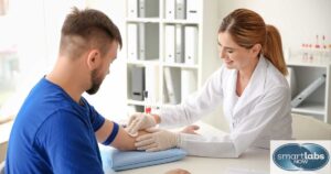 Blood draw in progress for HBsAb testing