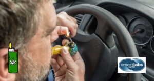 A CMV driver smoking marijuana.