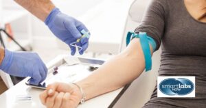 HGB blood test procedure involving a blood draw.